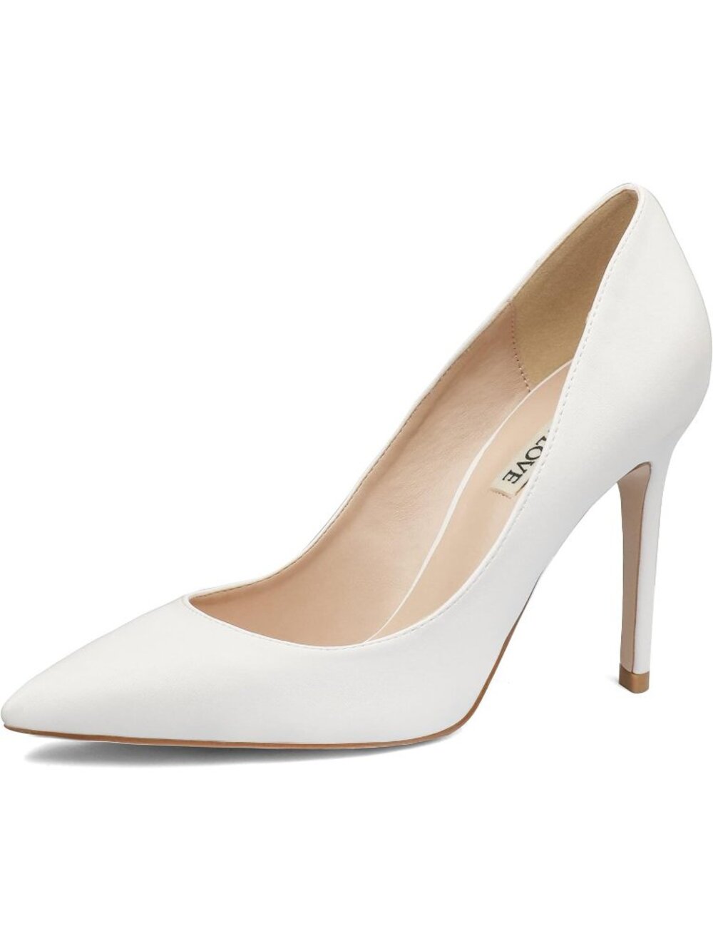Women's White Matte Closed Pointed Toe High Heel Pumps Slip On Party Dress Shoes
